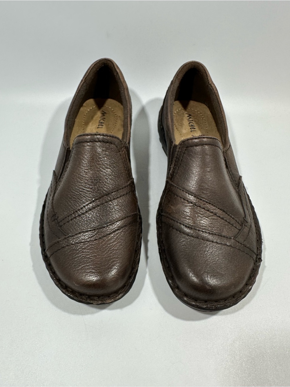 Michel M Concord 740101 Brown Leather Loafers Slip On Women’s 6.5M Minimalist